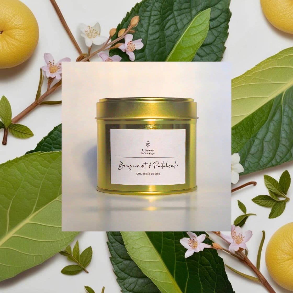 Lumânare ceară soia - Bergamotă și Patchouli