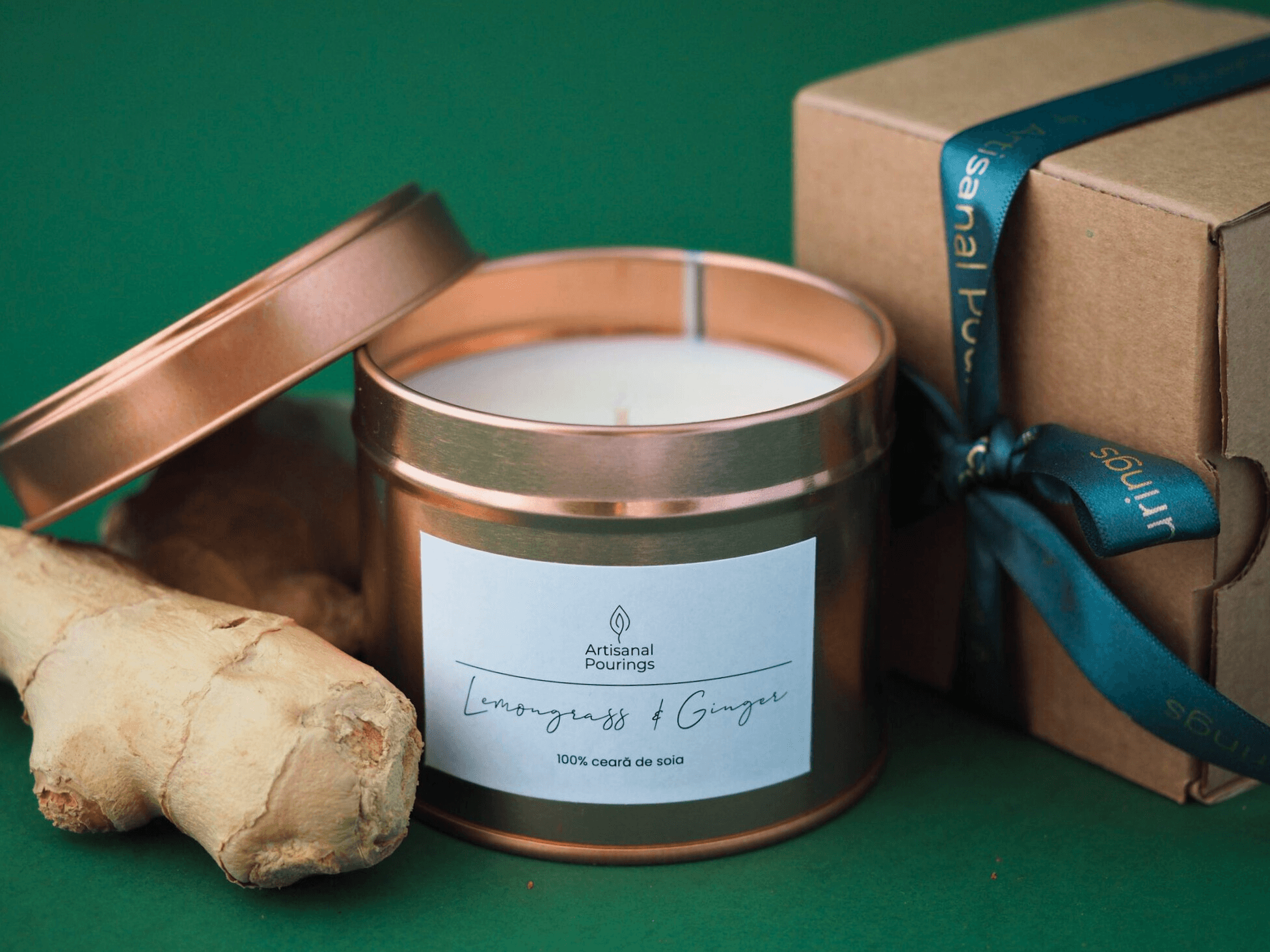 Lumânare din ceară soia - Lemongrass & Ginger