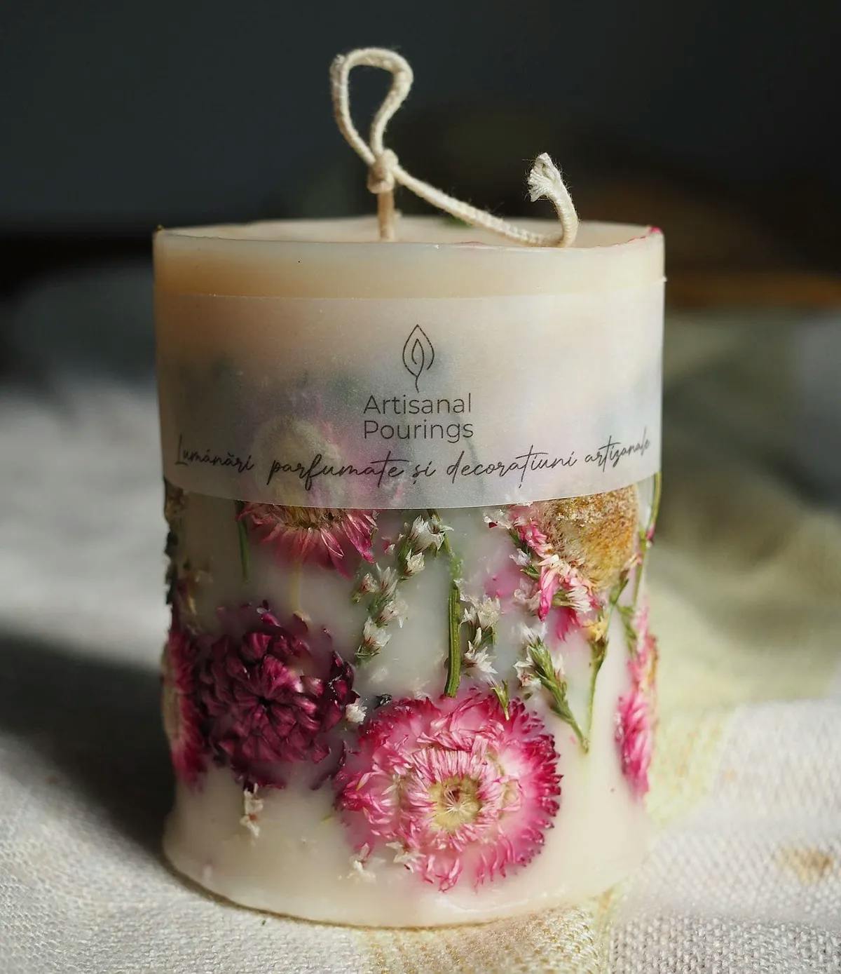 Lumânare botanică parfumată - Flori roz